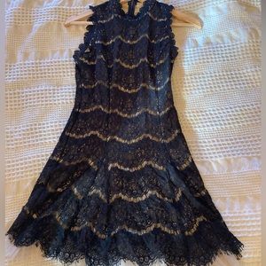 NobleU dress, size small, black lace over cream